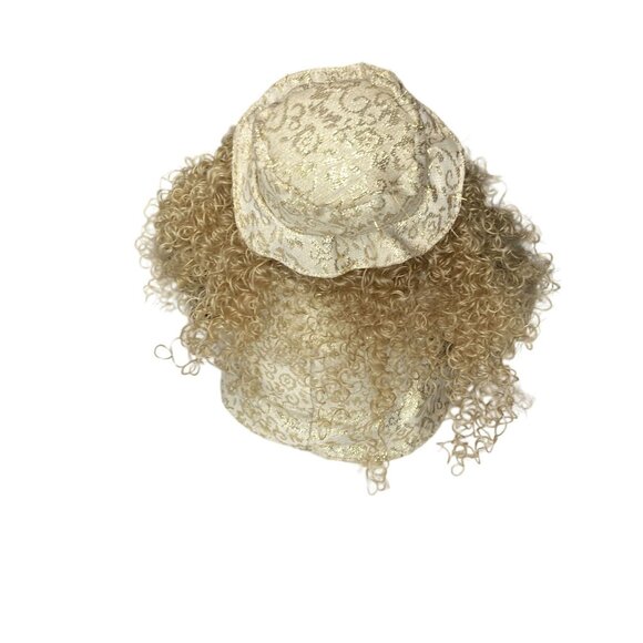 Christmas Shelf Sitter Plush Doll With Curly Hair Bow & Wreath Gold 18" - Picture 5 of 12